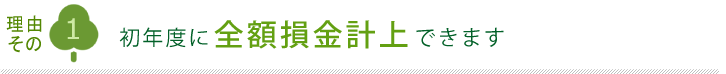 理由その1 初年度に全額損金計上できます